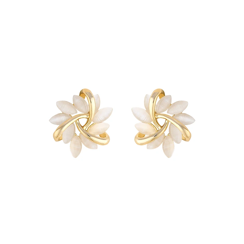 

Elegant Unusual Earrings Opal Petal Circle Stud Earrings For Woman Earrings 2020 Trend Classic Jewelry Party Girl's Earring