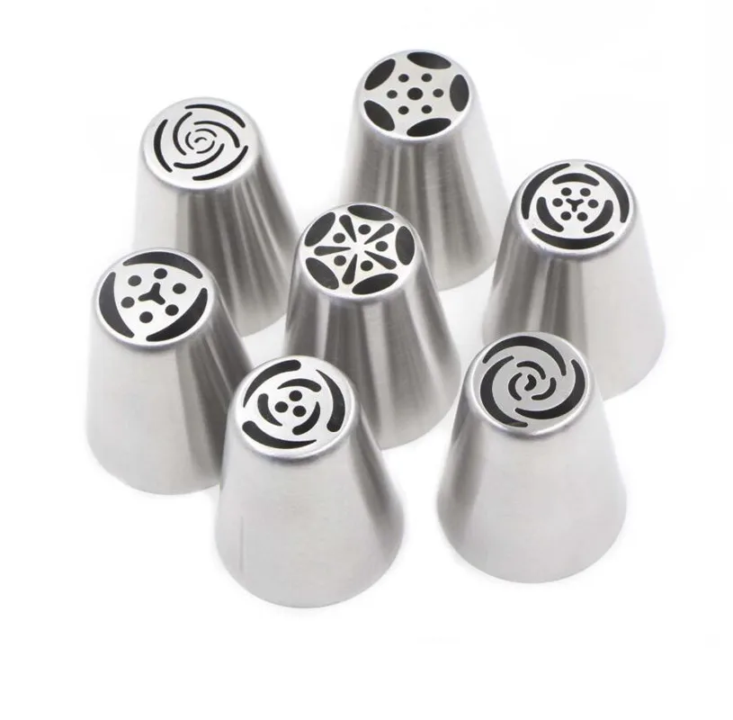 7pcs/lot Stainless Steel Russian Tulip Icing Piping Nozzle Cake Decoration Cream Tips DIY Bakeware Tool Rose Flower Mold | Дом и сад