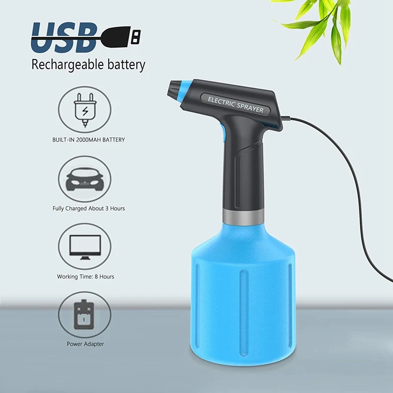 Электрический распылитель USB-Лейка с регулируемым носиком 0 9 л садовый