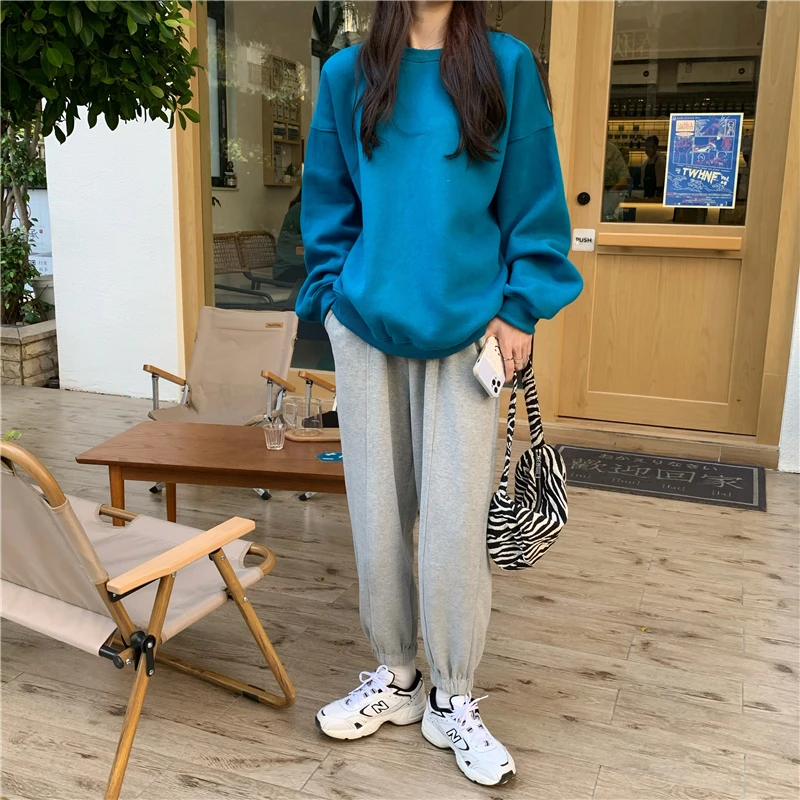 

XZ931 women 2021 New style plus velvet thickening loose mid-length salt series all-match casual long-sleeved Sweatshirts