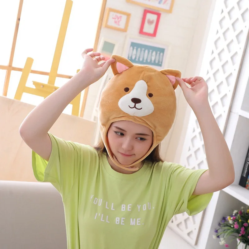 Милые корги собака головные уборы шляпа забавные плюшевые игрушки с плюшевой