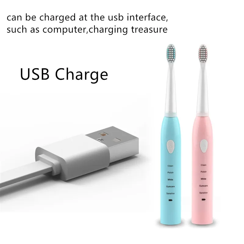 Ультразвуковая электрическая зубная щетка мощная перезаряжаемая моющаяся