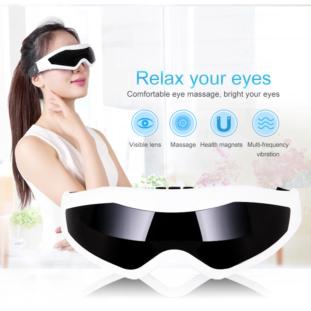 

USB Rechargeable Eye Massager Magnets Acupoints Massage Vibrate Eye Care Fatigue Stress Relief Goggles Improve Eyesight