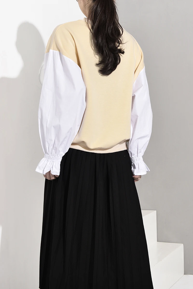 Женская плиссированная Толстовка DEAT свободная толстовка контрастных цветов с