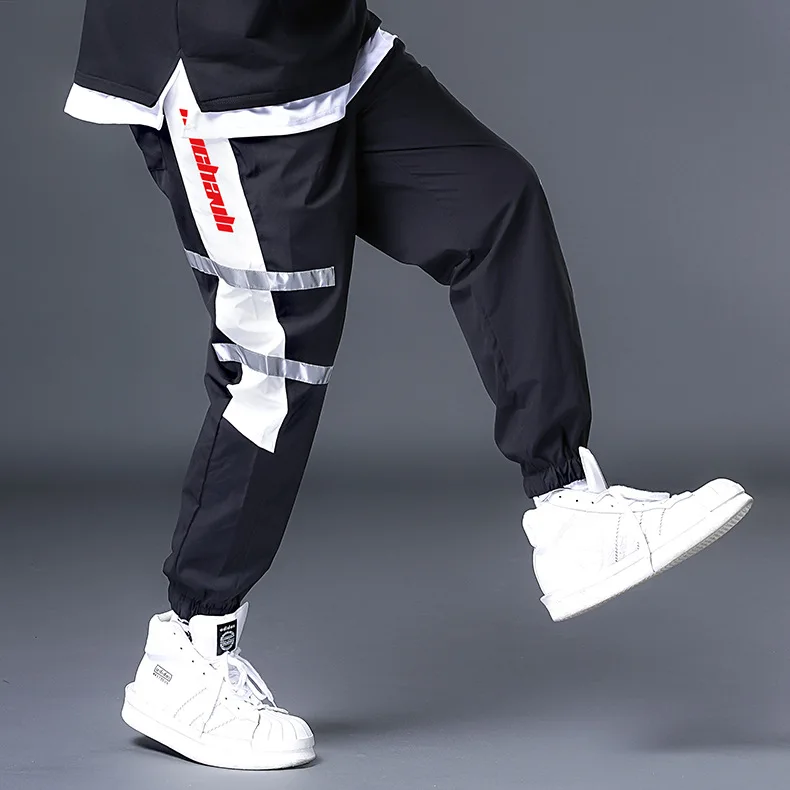 

high quality summer men high street letter pants patchwork plus size 7XL fashion dance pants korea style loose pencil pants thin