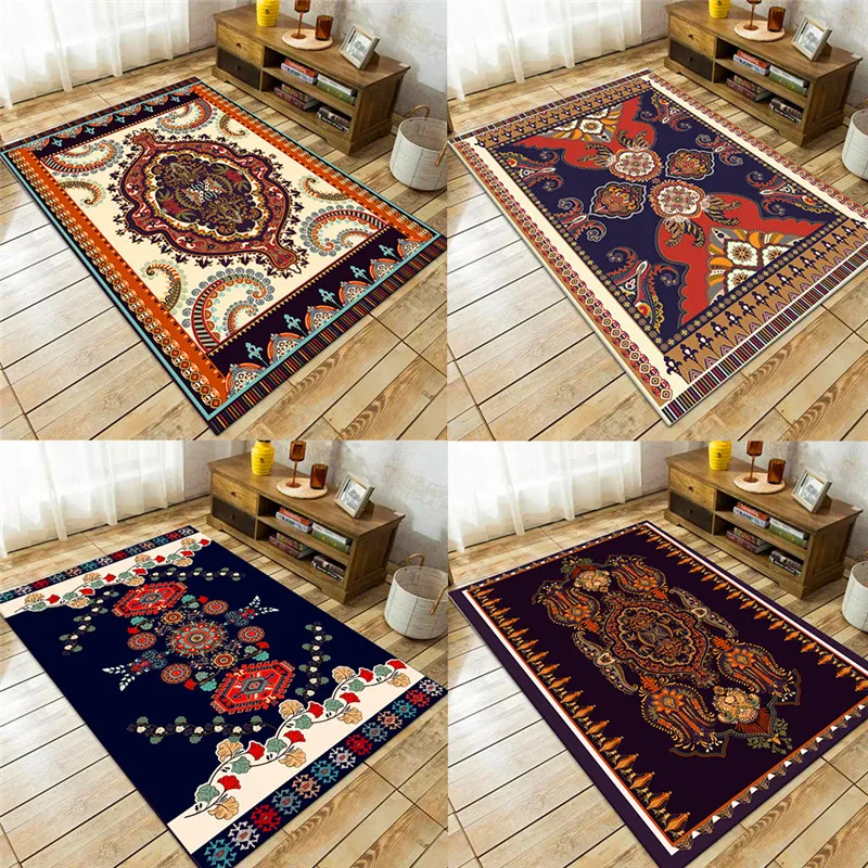 

European-Style Classical Rug Indian Ethnic-Style Flower Bedroom Living Room Carpet Kitchen Bathroom Floor Mat Bed Blanket Mat