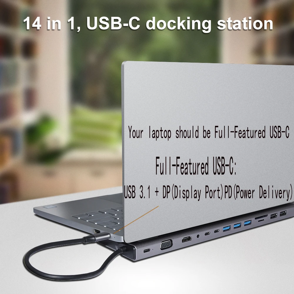 DeepFox Type C Hub USB to Dual HDMI-compatible VGA Lan 3.0 Ports SD/TF Card Reader USB-C For MacBook Pro |