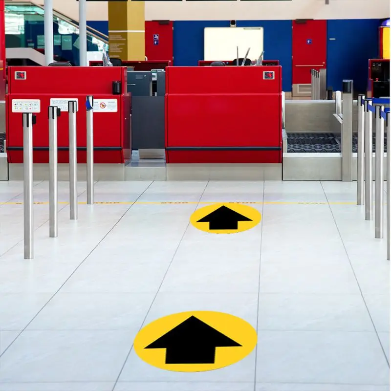 

5pcs Social Distancing Floor Sign Safety Maintain 6 Foot Distance Adhesive Sticker for Supermarket Hospital