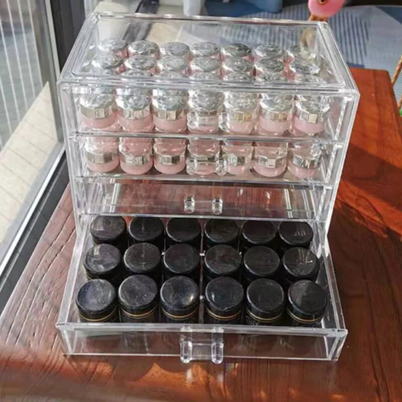 Прозрачный ящик для хранения косметики органайзер макияжа акриловый бокс лаков 3