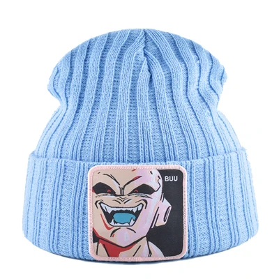 MAJIN BUU зимняя шапка для мужчин дракон вязаная шапочка с помпонами шапка s Женская Skullies Beanies для мужчин вязанная шапка с вышивкой унисекс теплые шапки Gorro - Цвет: BLUE1