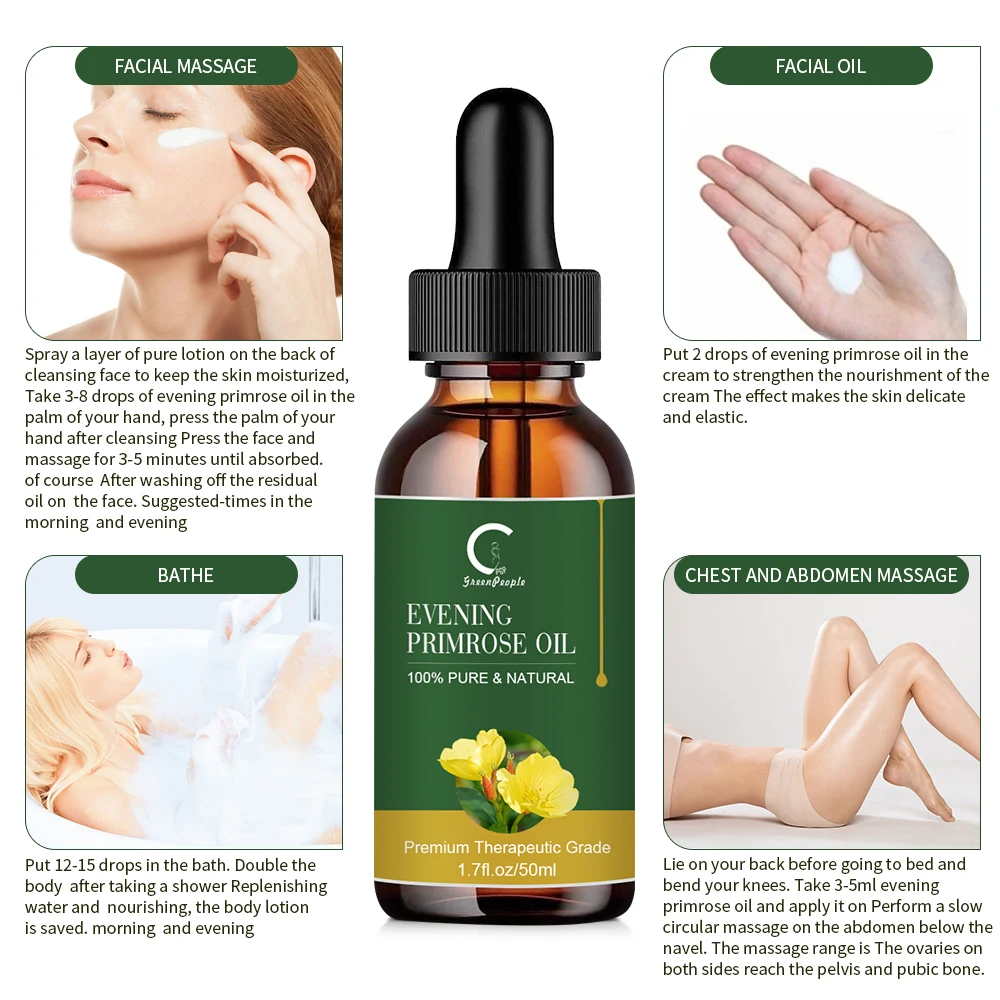 

GPGP GreenPeople Evening Primrose Oil Whitening Skin Care Relieves Anxiety Accelerates Healing Anti-Hair Loss Refresh Essential