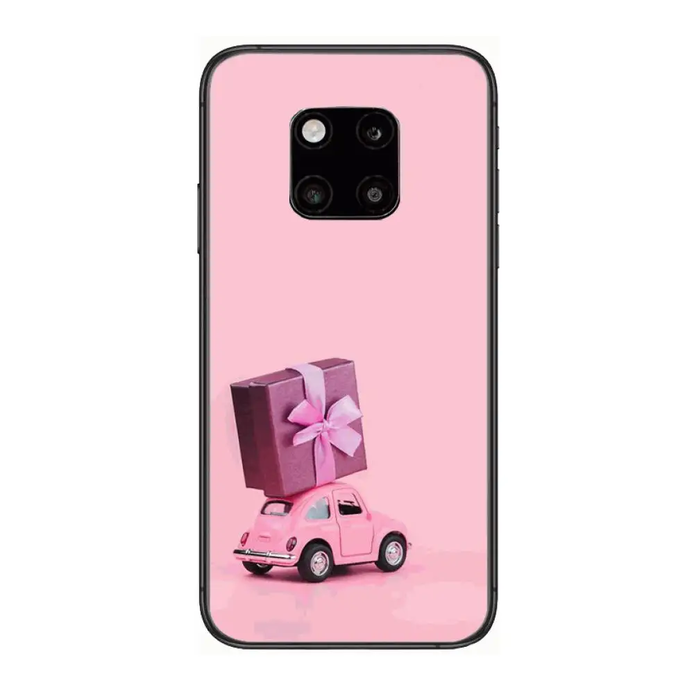 

Castelo gato rosa Phone Case For Huawei mate 30 10 20 40 Lite Smart Z Pro Black Etui 3D Coque Painting Hoesjes case