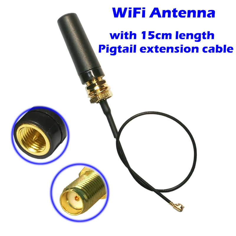WiFi Antenna 2.4G U.FL/IPX to SMA Pigtail Cable Omni Aerial for Zigbee FPV UAV Drone and Booster Modem Router Repeater