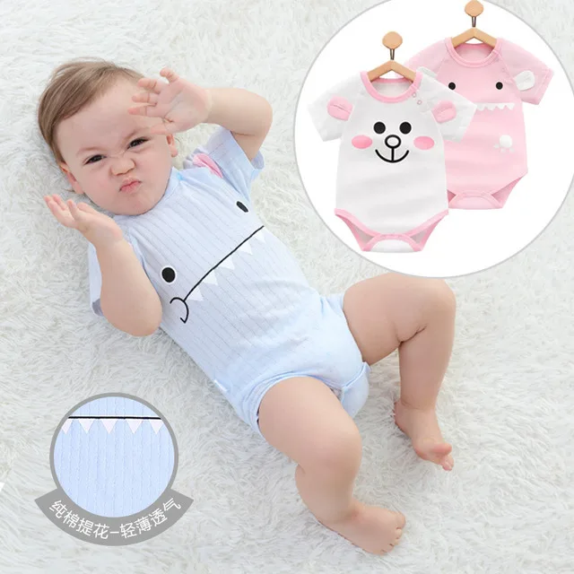 Чистый хлопок; комбинезон для маленьких девочек и мальчиков; летние костюмы с короткими рукавами и героями мультфильмов; комбинезон для новорожденных; милая одежда для малышей