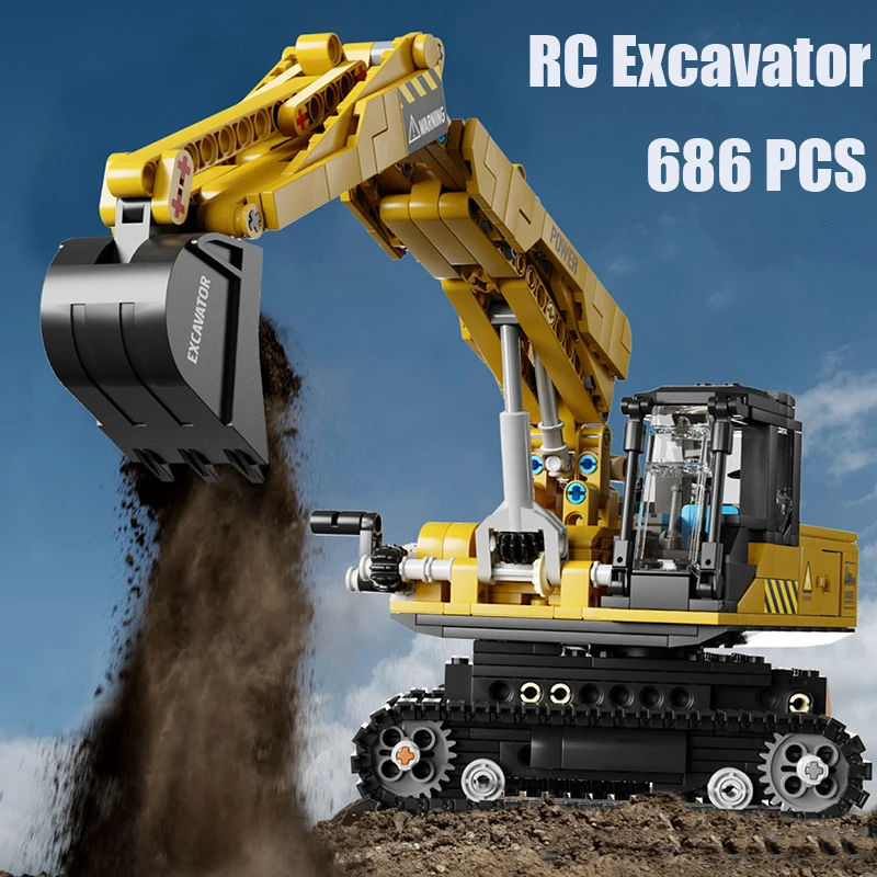 

High-Tech City RC Excavator Building Blocks App Programming 2.4G Remote Control Car Bricks Tucks Toys for Children Boys Gifts