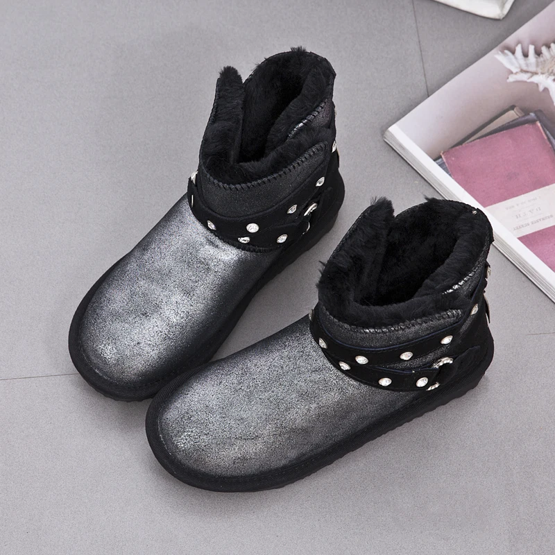 

2021 Australia Women Snow Boots 100% Genuine Cowhide Leather Ankle Boots Warm Winter Boots Woman Shoes Large Size 35-43