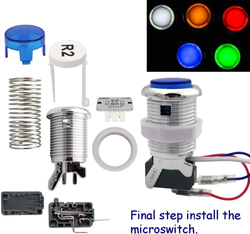2 игрока DIY джойстик комплект USB Нулевая задержка ps3 доска 12 В светодиодная Кнопка