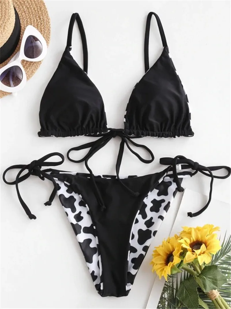 Сексуальный микро-бикини 2020 женский купальник с коровьим принтом Женский