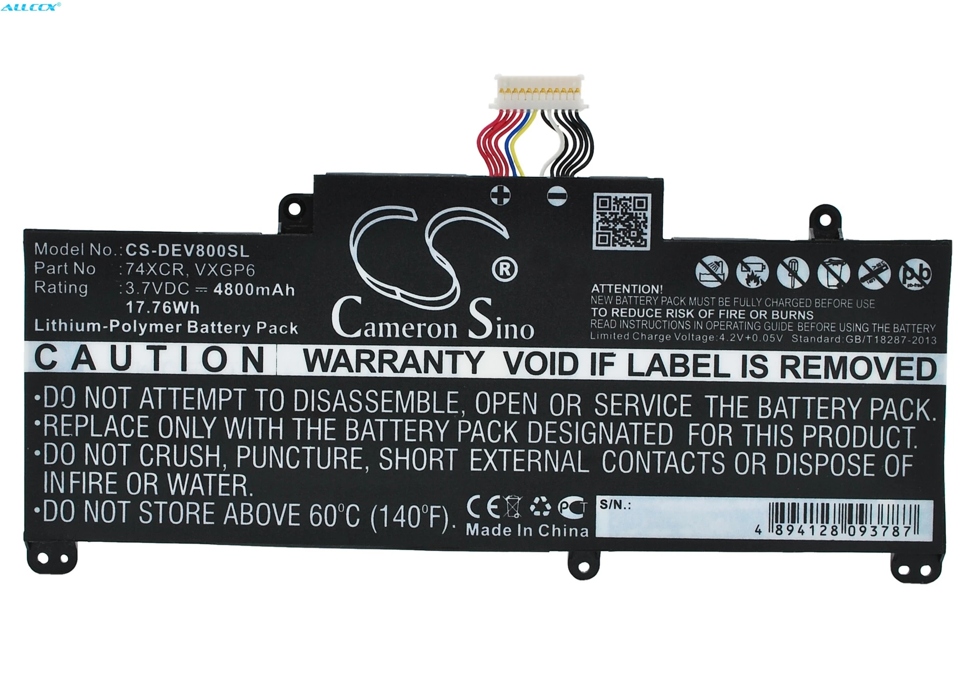 Аккумулятор Cameron Sino 4800 мАч 74XCR VXGP6 для DELL t5000 T10D 5830 Venue 8 Pro|Батареи планшетов и