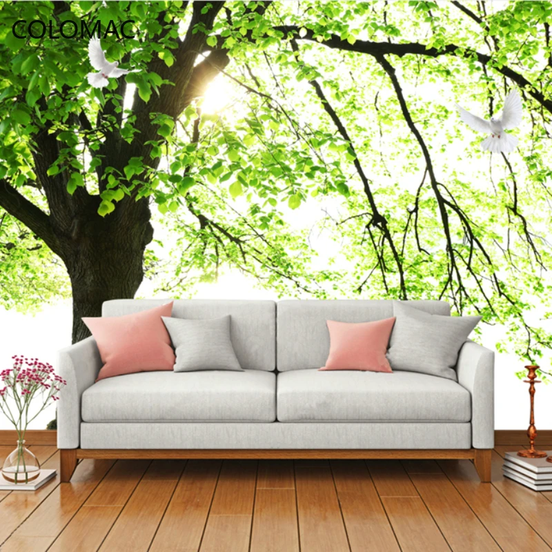 Colomac Custom Simple Living Room Background Wallpaper Green Tree Forest Landscape 3D Large Mural Decorative Paper Dropshipping |