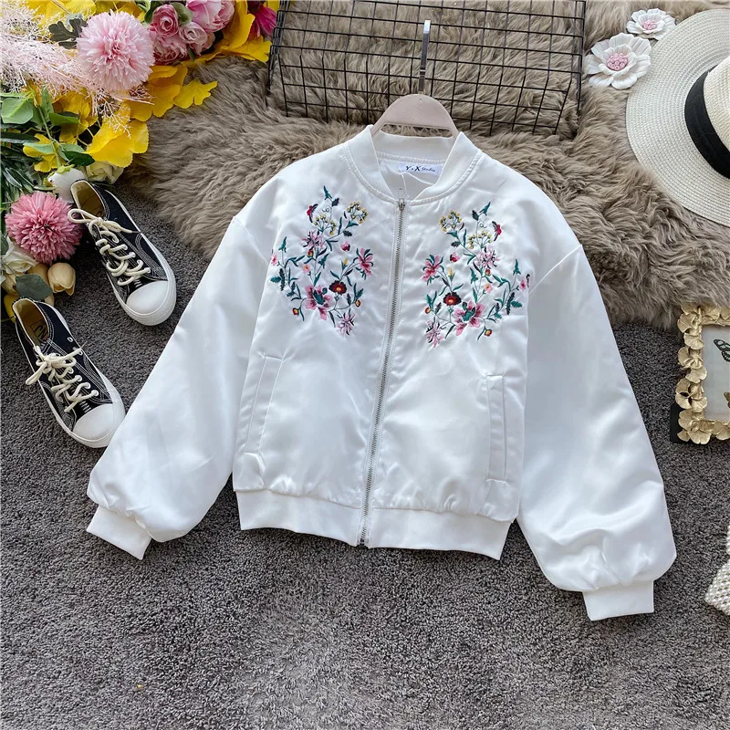 Новинка 2020 винтажная Базовая куртка с вышивкой пальто осень весна уличная