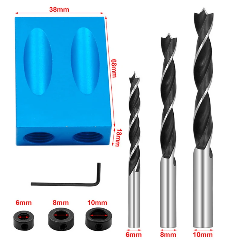 15 Degree Pocket Hole Drilling Jig Kit Angle Oblique Drill Guide Set Positioning Locator Tool for DIY Woodworking | Инструменты
