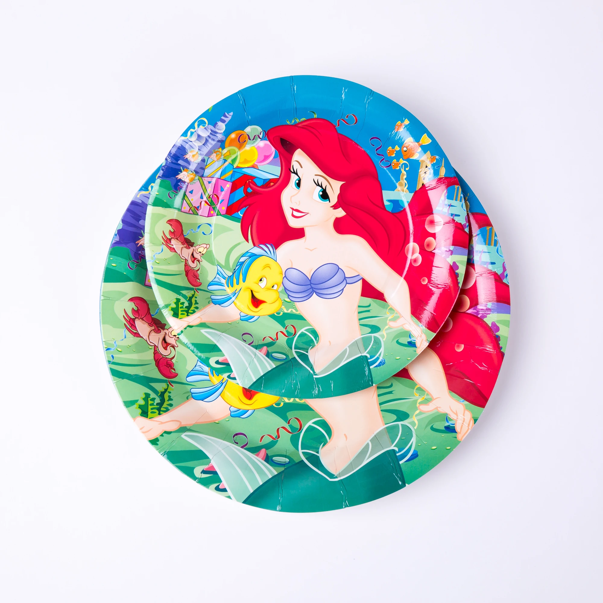 

Mermaid ariel theme girl kids birthday party plate napkins disposable tableware baby shower birthday party decorations