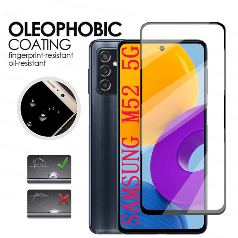 Vidrio Templado 4 en 1 para Samsung Galaxy M52, Protector de pantalla, pel&iacute;cula de lente de c&aacute;mara, 2.5D, M52, M62, M42, M32, M22, M12-3