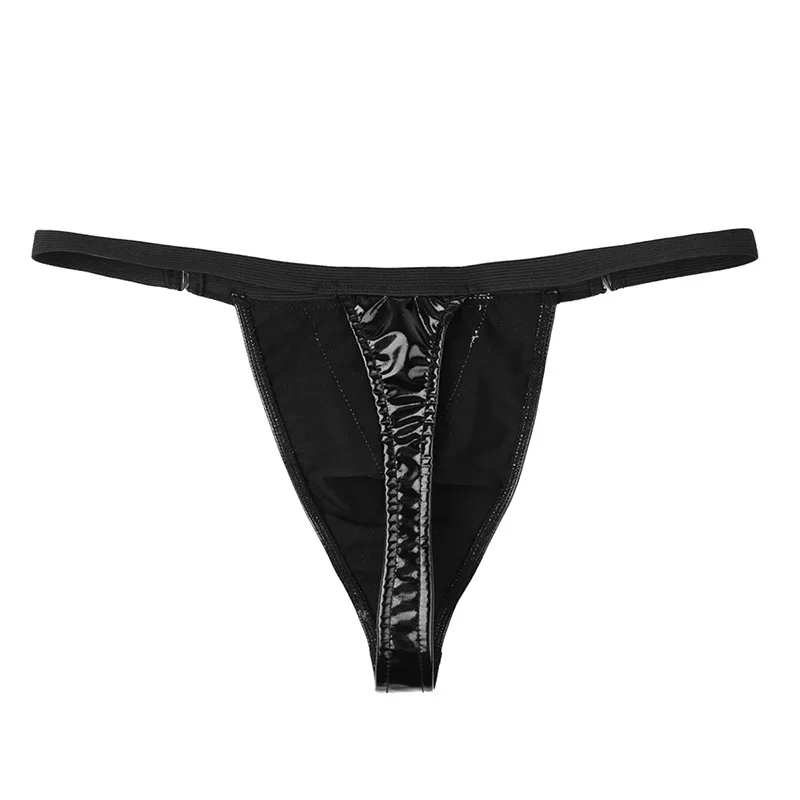 TiaoBug Мужское нижнее белье Tanga Wet Look женское из лакированной кожи эластичные с