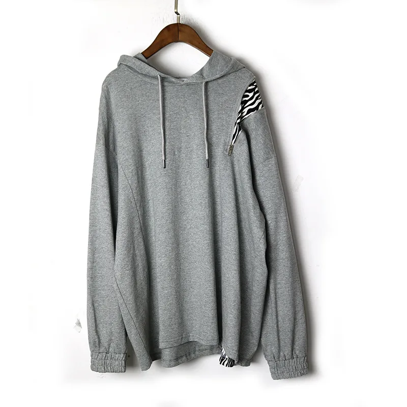 

SuperAen Hooded Autumn New Loose Zipper Splicing Solid All Match Full Jacket Sweatshirts Women