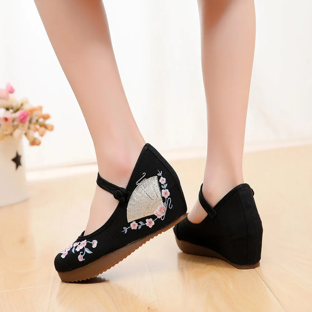 Veowalk/Женская парусиновая обувь на скрытой платформе с вышивкой в китайском стиле