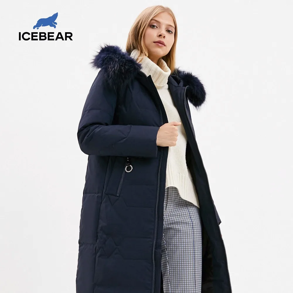 ICEbear 2020 новый зимний длинный женский пуховик модная теплая Дамская парка