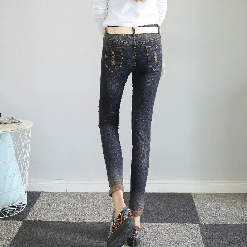 Милые модные женские джинсовые брюки с аппликацией в стиле пэчворк узкие