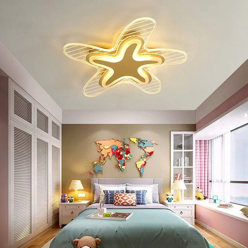 

Nordic Gight Luxury Bedroom Lamp Boy And Girl Children Room Ceiling Lamp Simple Modern Cartoons Art Deco Star Kindergarten Lamp