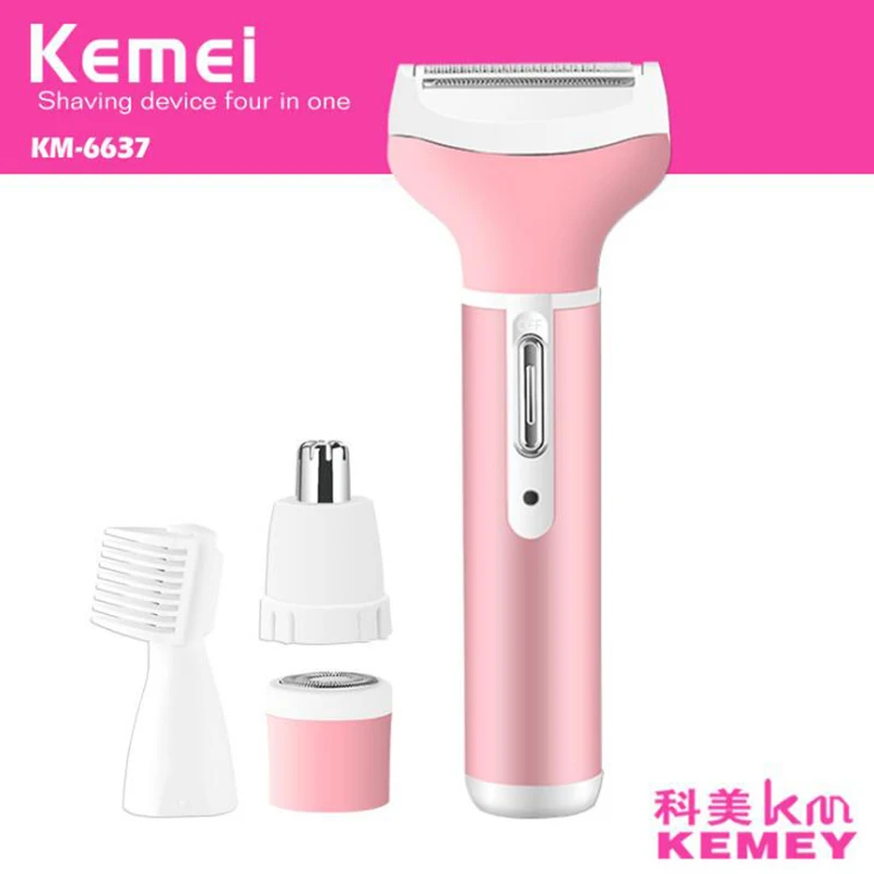 

Kemei KM-6637 4 in 1 Rechargeable Electric Epilator For Women Body Shaving Eyebrow Hair Removal Bikini Hair Depilation Machine
