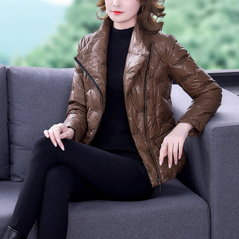 Winter Coat for Women  2021 Short Lightweight Down Cotton Coat Winter Temperament Slim and Shiny Cotton Clothes Solid Thick