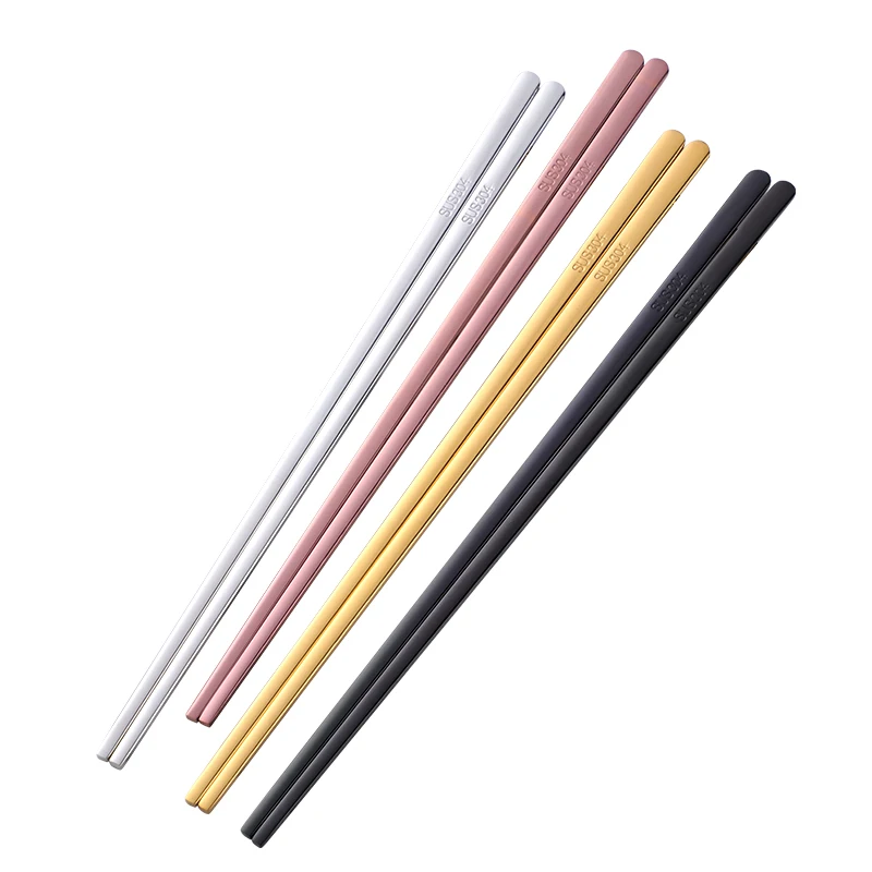 Mix Color 6pairs 6 пар титановых китайских палочек для еды серебро Хаши черный 304 нержавеющая сталь суши зеркальная полировка многоразовые пищевые металлические палочки - Цвет: Mix Color 6pairs
