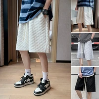mens summer 2021 popular solid color loose sports knee length cotton stereoscopic shorts trend waffle pants for men gym shorts