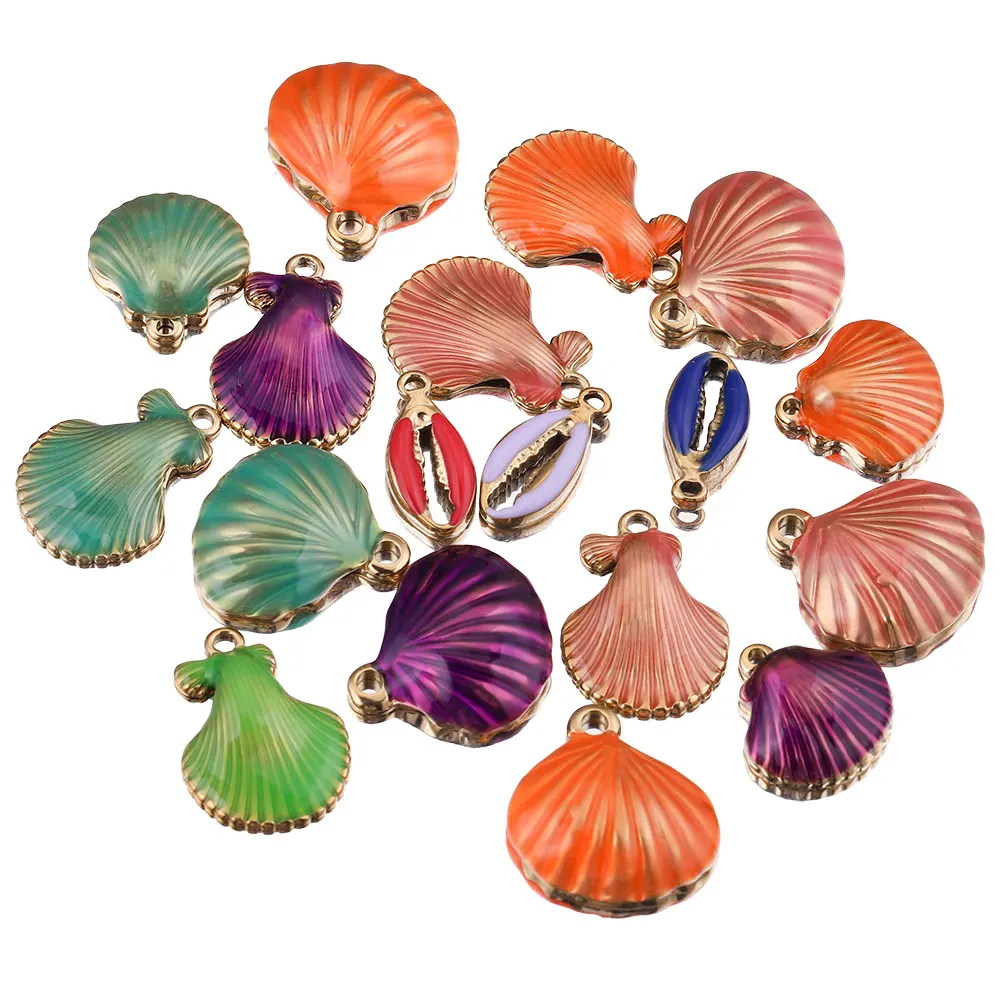 

NEW 5pcs Lot Stainless Steel Small Shells Set Enamel Sea Shell Beach Designer Charms DIY Pendant Bracelet Jewelry Making Earring