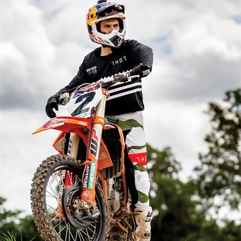 Синий мотокросса Джерси и брюки с внутренним компрессионным коротким ATV BMX мотокросса Джерси Набор ATV костюм мотоцикл шестерни Набор