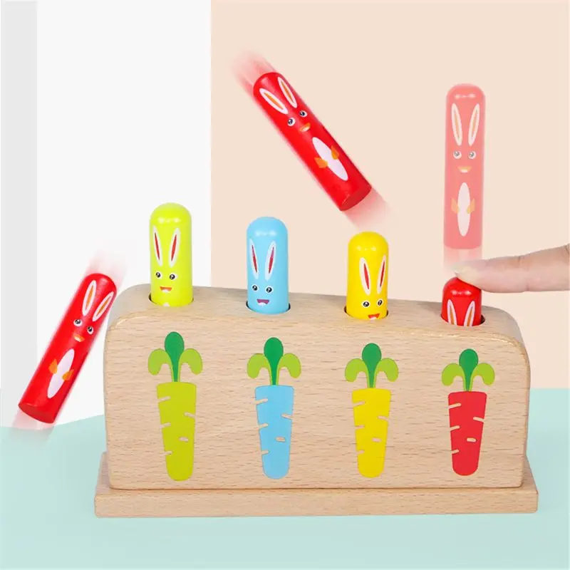 Wood Rabbit Pop_up Toy Tap Bounce Stick Baby Kids Education L4MC | Игрушки и хобби