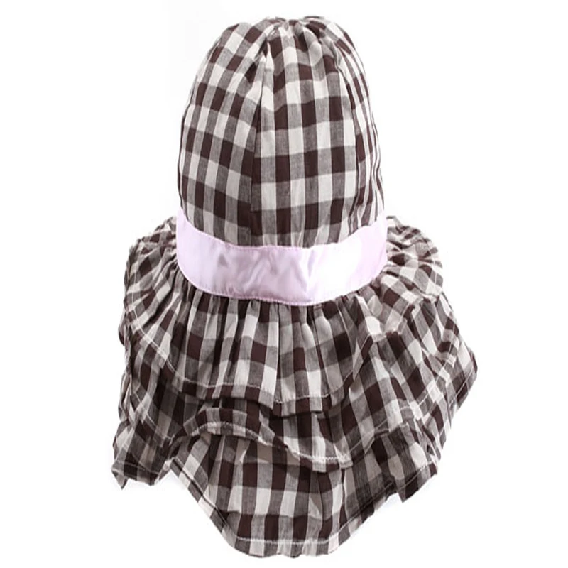 TOU -- детская розовая шляпа с бантом для девочек Модная кофейная в клетку Летняя