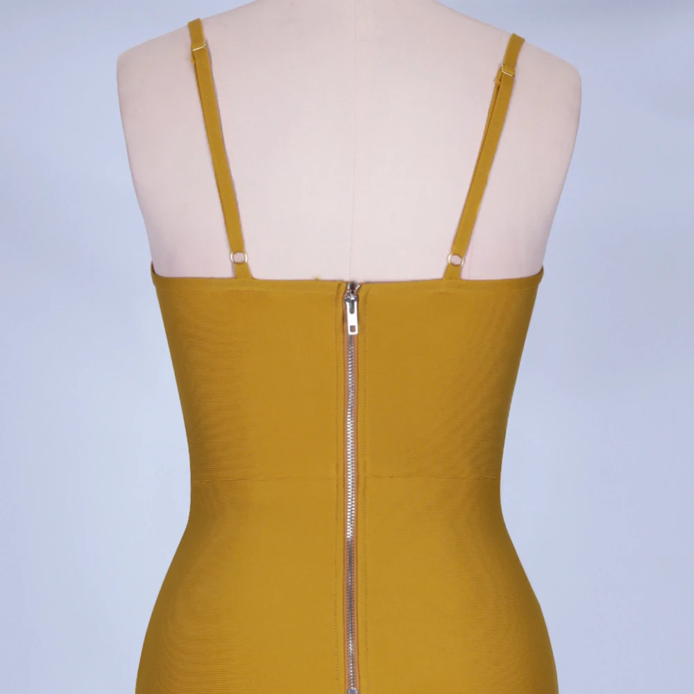 Ocstrade бандаж Русалка Vestido Midi сексуальное Новое поступление имбирное желтое вискозное женское платье без рукавов облегающее платье для вечеринок