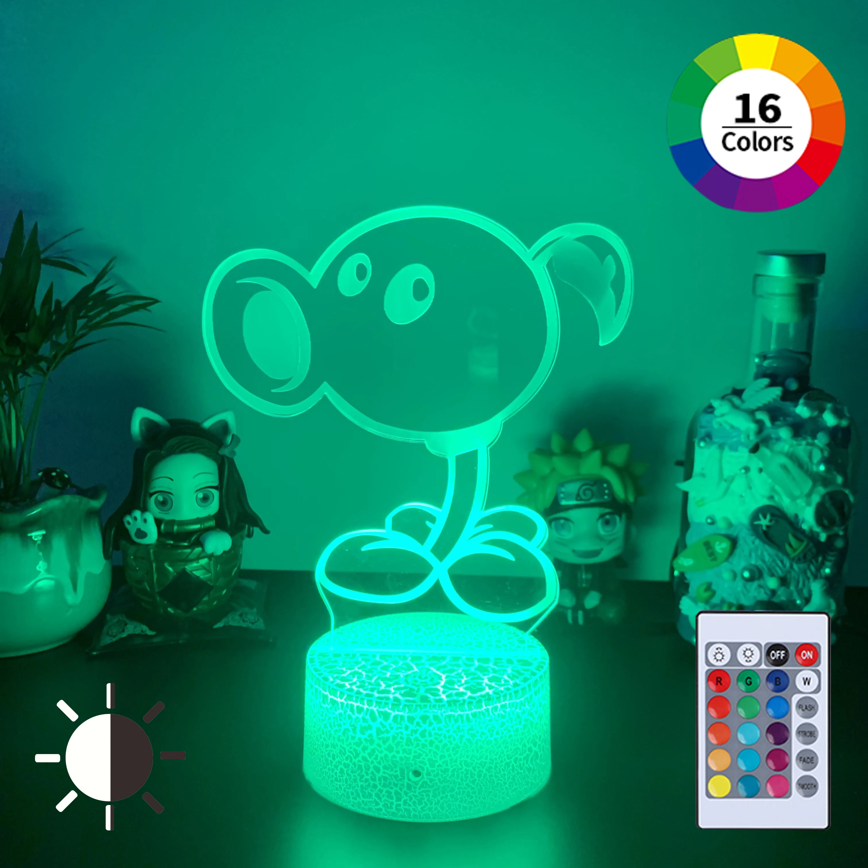 

16 цветов горох шутер зеленые растения милые дети подарок лампа 3D светодиодный ные ночники с дистанционным управлением для прямой поставки