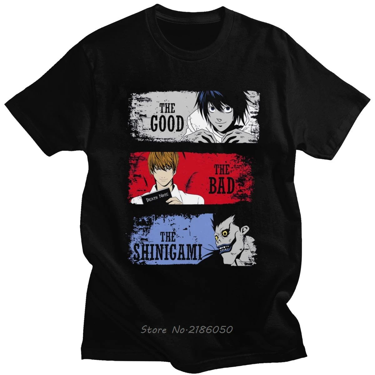 Светлая футболка Yagami L с надписью The Good Bad Shinigami Мужская короткими рукавами Death Note