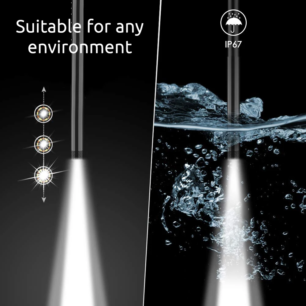 

5.5mm/8mm Industrial Endoscope 1080P 4.3inc IP67 Waterproof Inspection Camera with 6 LED Lights 3000mAh Battery Borescope
