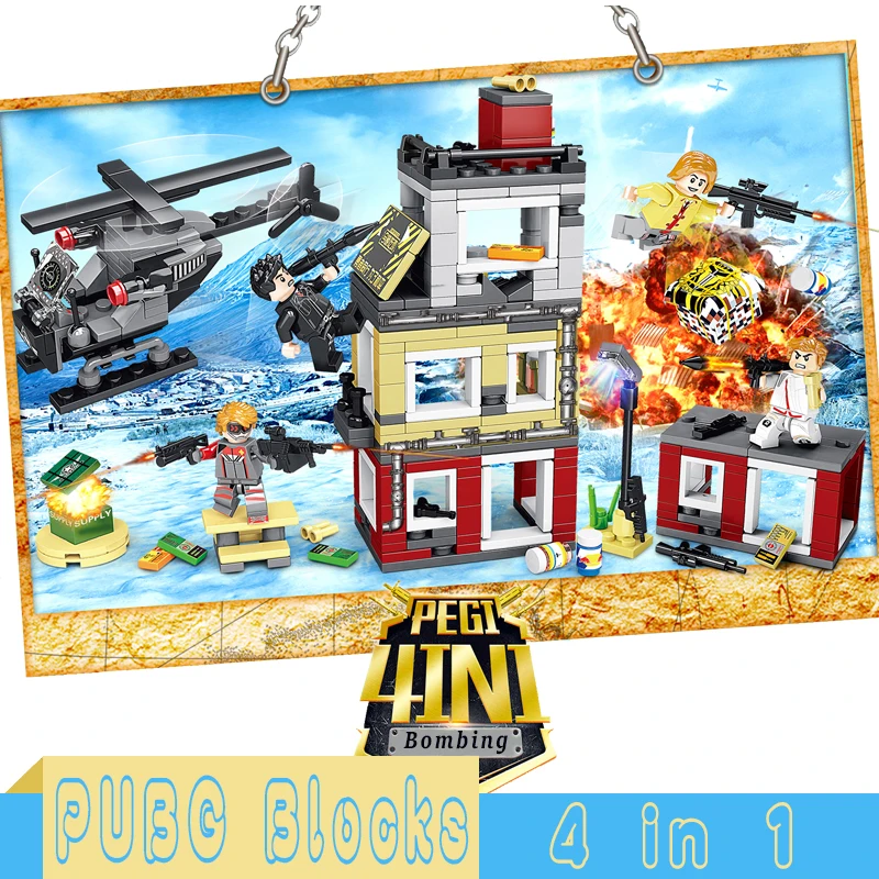 PUBG Winner курица ужин строительные блоки кирпичи военное оружие солдатские наборы