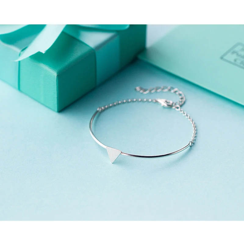 

MODIAN Simpel Geometric Triangle Frosted Bracelet for Women Authenic 925 Sterling Silver Link Chain Bracelet Fine Jewelry Bijoux