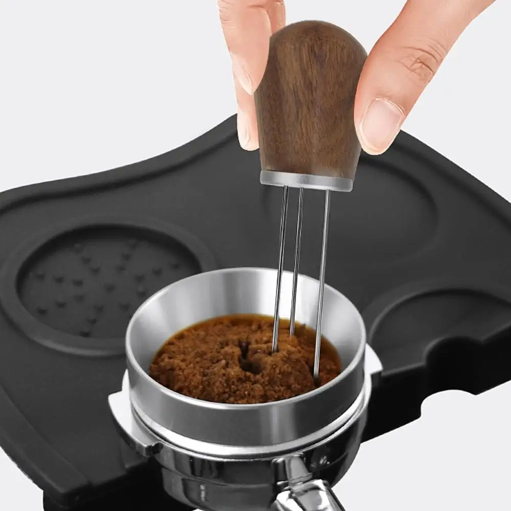 

Solid Wood Handle Needle Coffee Tamper 58mm51mm Coffee Tamper Distributor Stainles Steel Leveler Tool Needle Type Coffee Powder