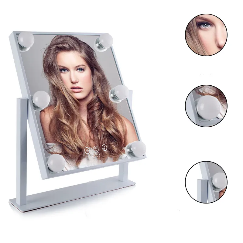 

Led Light Makeup Mirror Storage LED Face Mirror Touch Dimmer USB&battery Led Vanity Backlit Mirror Table Cosmetic Mirror